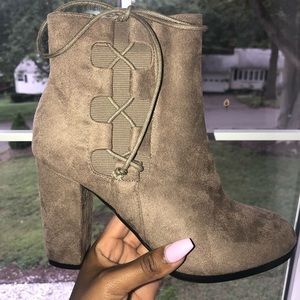 Lace Up Suede Ankle Boots